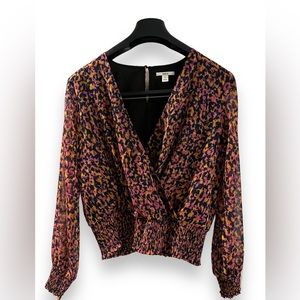 bar III Women’s Surplice Pink Smocked Top size M